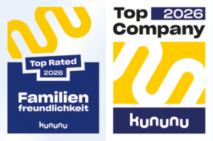 WestLotto Auszeichnungen - "Top Company 2026 kununu" und "Top Rated 2026 - Familienfreundlichkeit - kununu"
