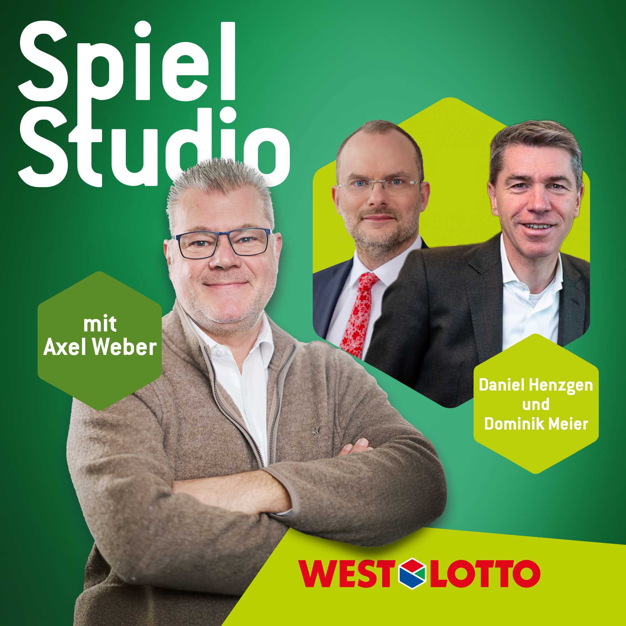 Cover des Podcasts SpielStudio mit Gastgeber Axel Weber und seinen Gästen Daniel Henzgen und Dominik Meier
