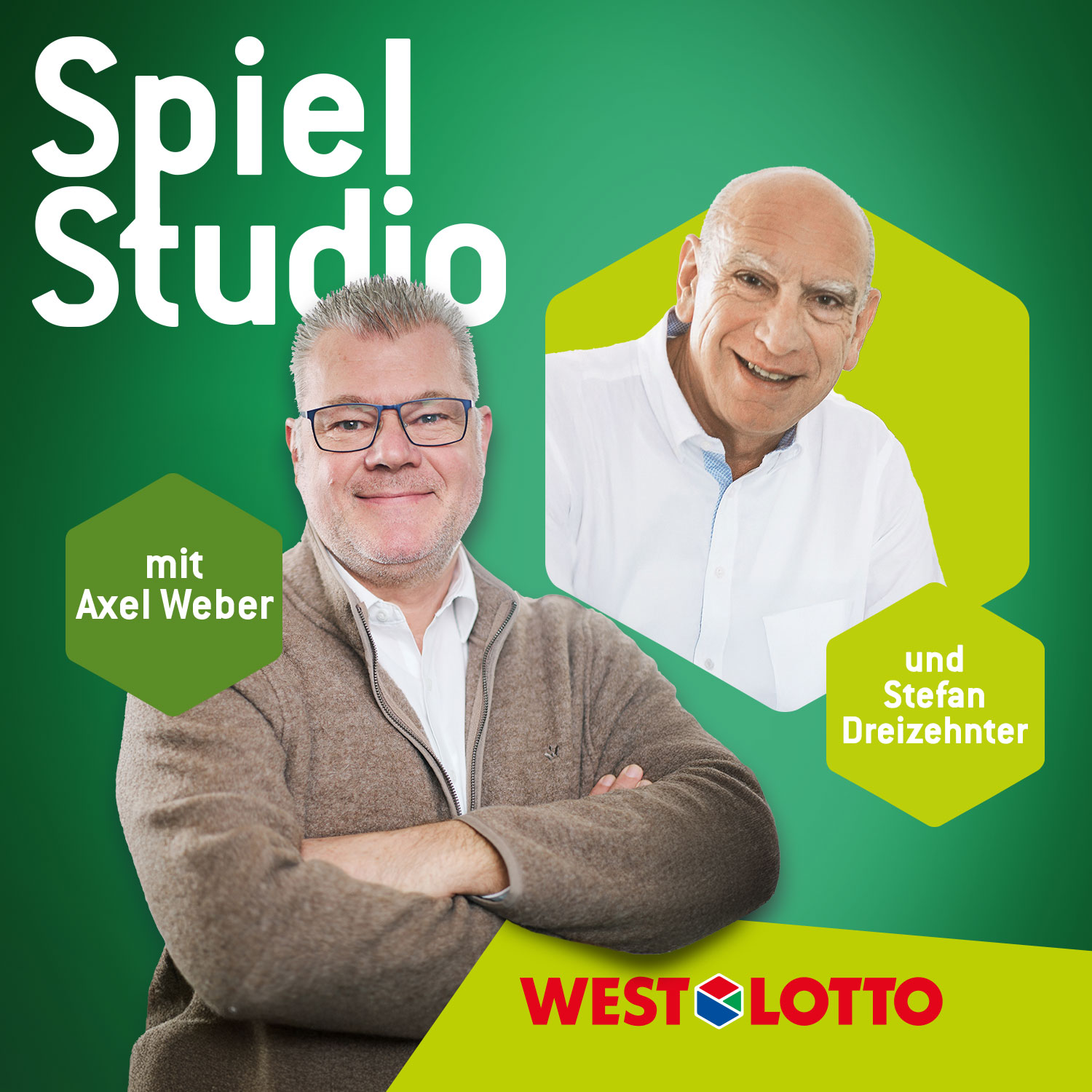 Cover des Podcasts SpielStudio mit Gastgeber Axel Weber und seinem Überraschungsgast Stefan Dreizehnter