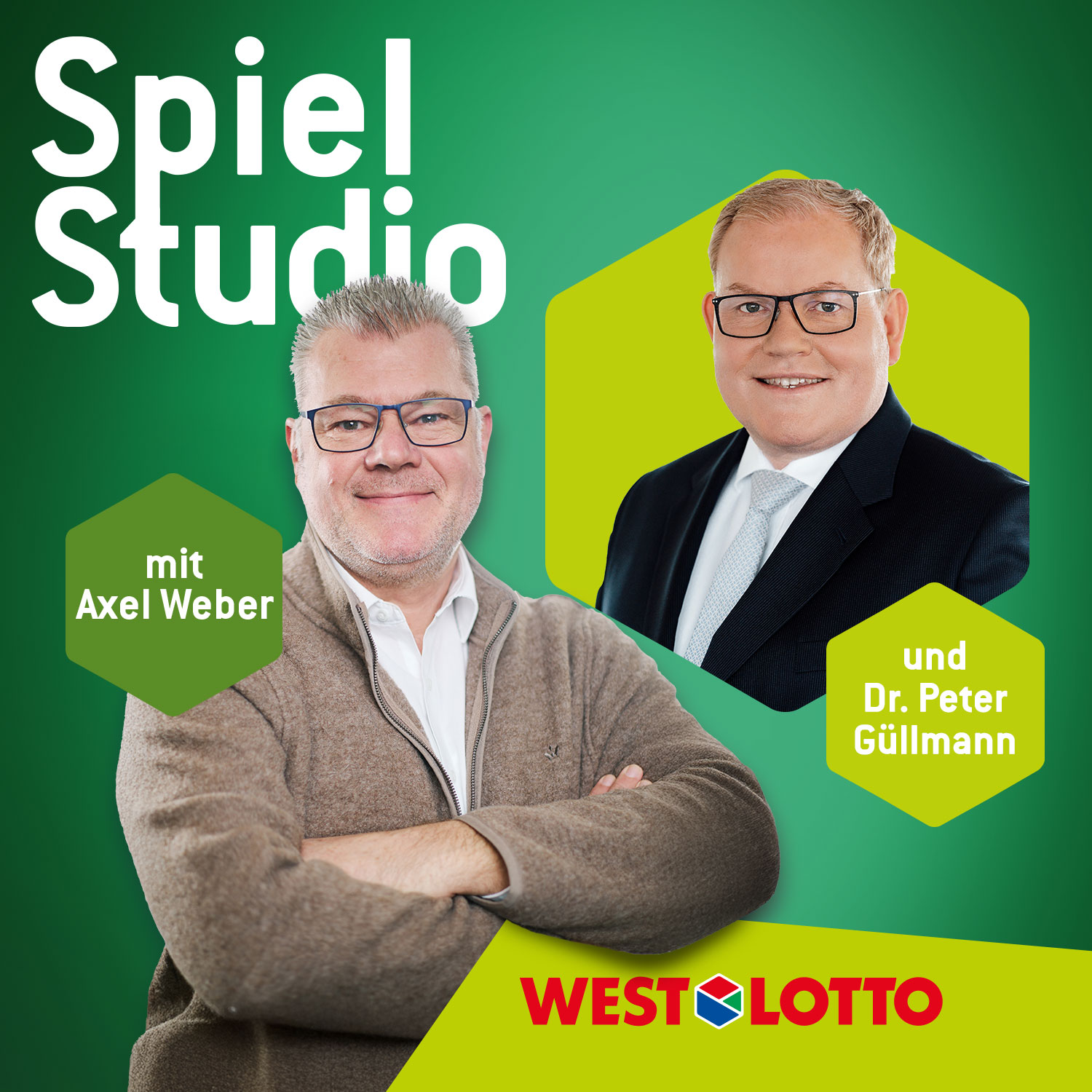 Cover des Podcasts SpielStudio mit Gastgeber Axel Weber und seinem Überraschungsgast Peter Güllmann