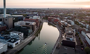 Luftaufnahme vom Muenster Hafen.