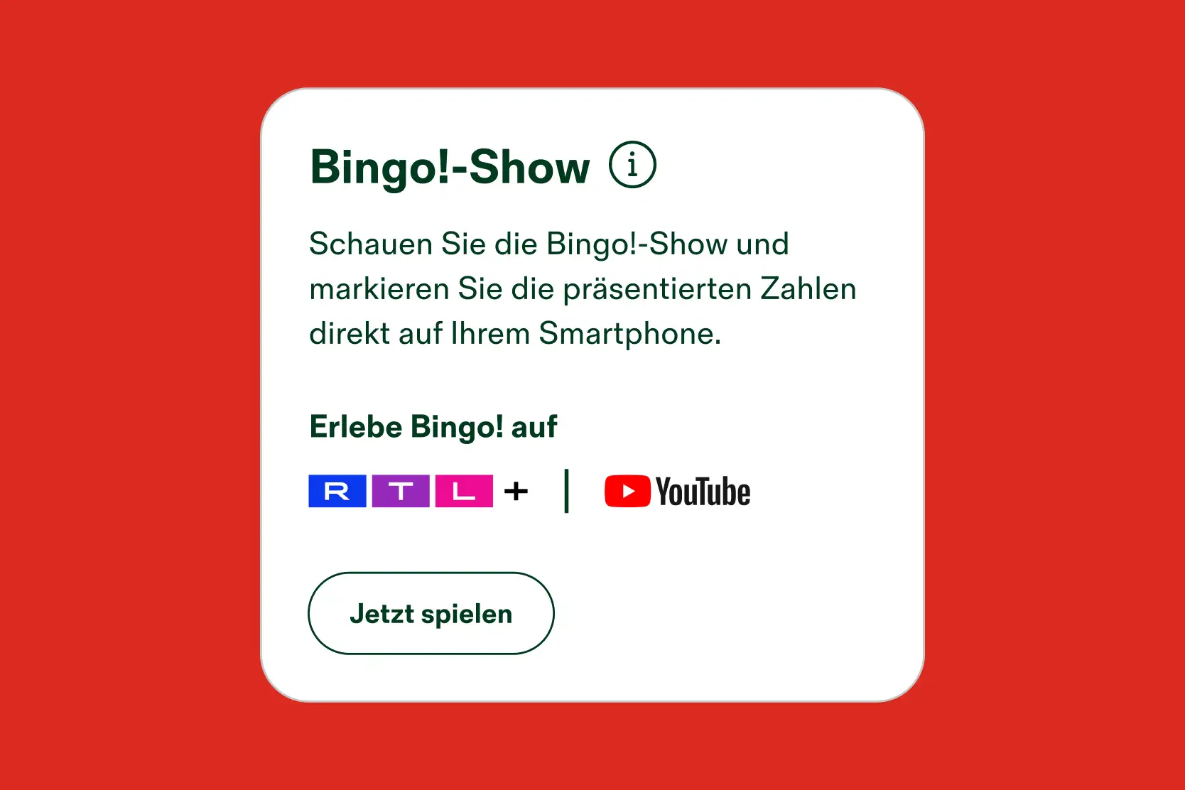 Darstellung des Textfeldes Spielen mit der Bingo-Show.