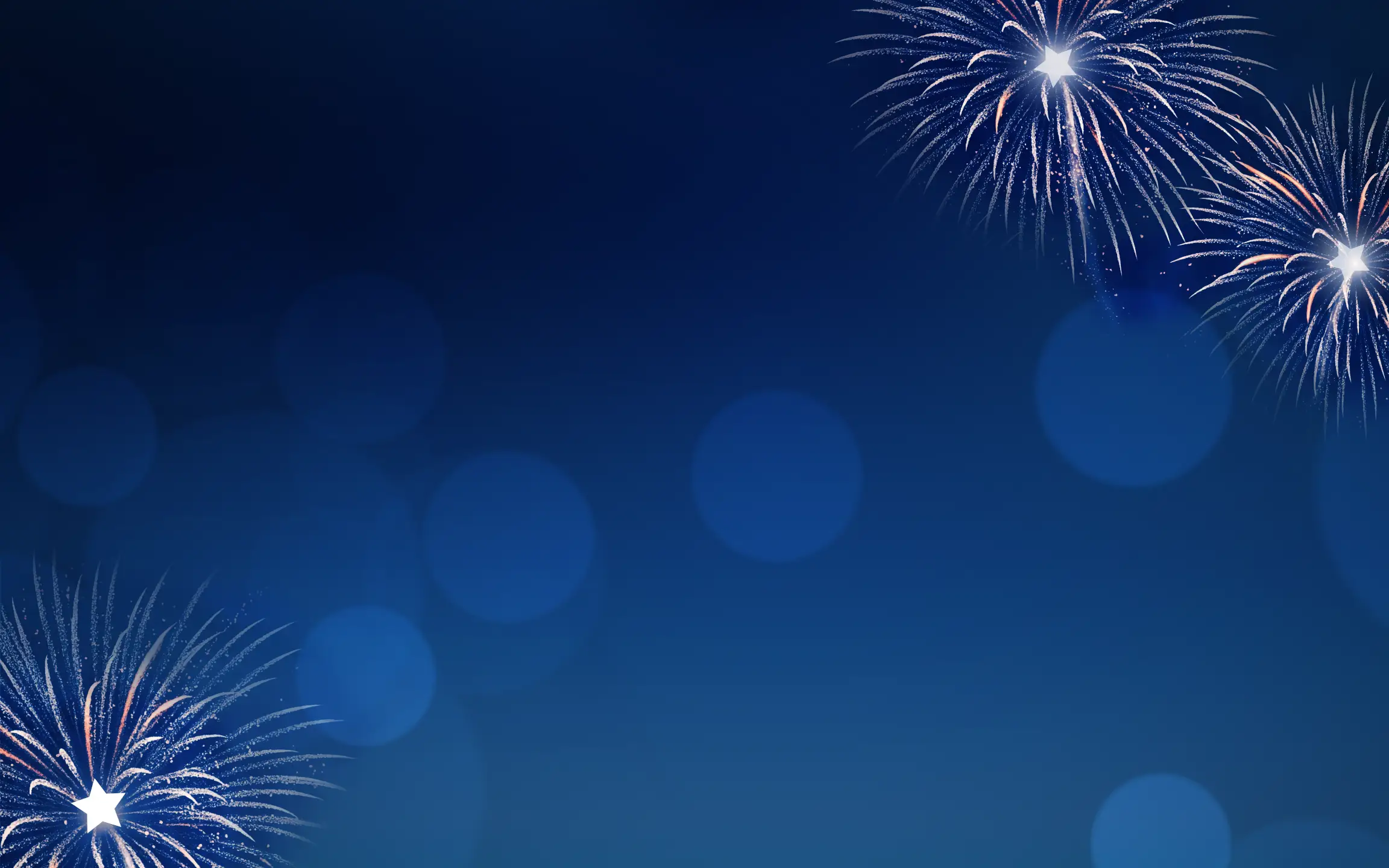 Blauer Hintergrund mit Feuerwerk.