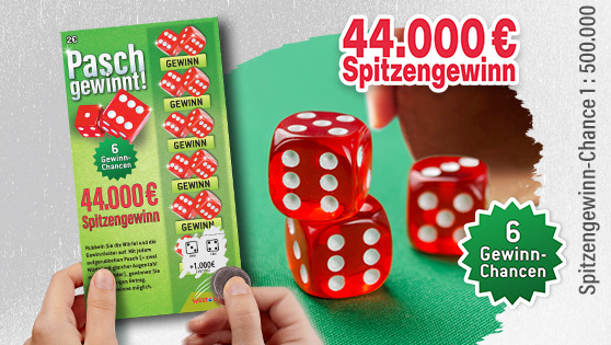 Pasch gewinnt. 44000 Euro Spitzengewinn. & Gewinn-Chancen. Pasch gewinnt. 44000 Euro Spitzengewinn. & Gewinn-Chancen.