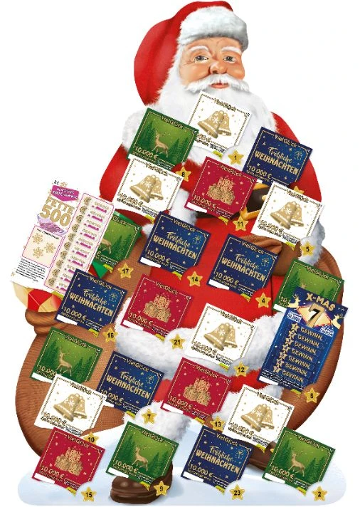 WestLotto Adventskalender Weihnachtsmann bestückt mit WestLotto-RubbelLosen