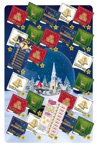 WestLotto Adventskalender Schneekugel bestückt mit WestLotto-RubbelLosen