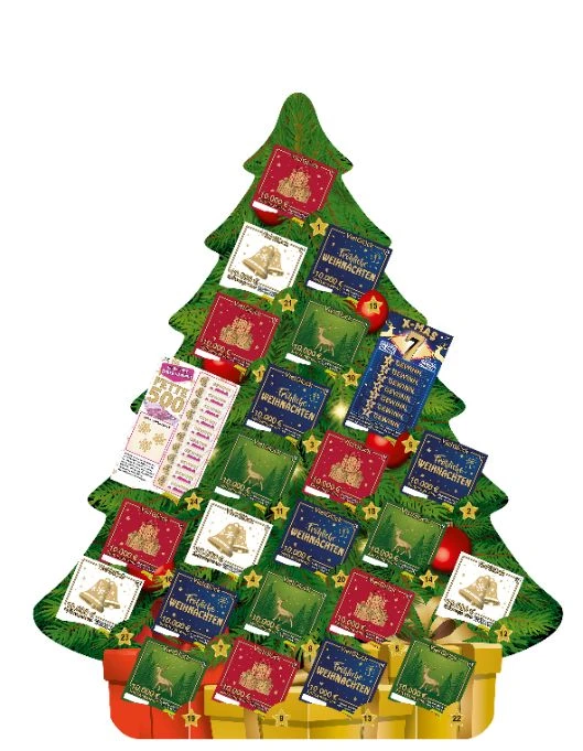 WestLotto Adventskalender Tannenbaum bestückt mit WestLotto-RubbelLosen