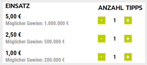 Spielfeld - Ausschnitt aus dem Doppelte Sieben Spielschein