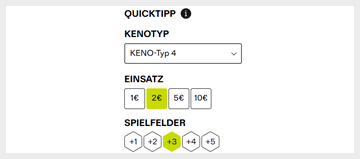 Spielanleitung KENO Auswahl QuickTipp