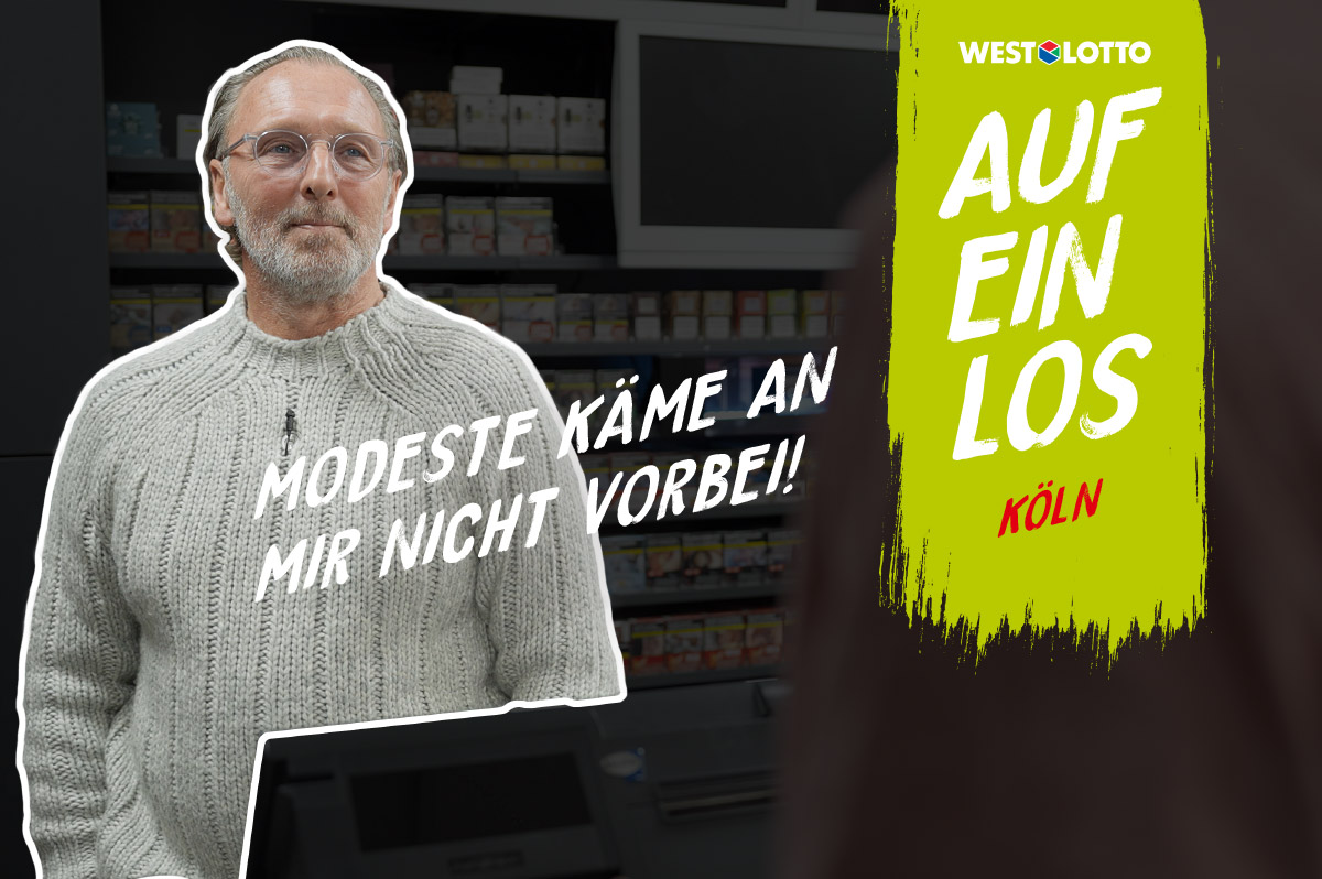 Mann in einer WestLotto-Annahmestelle in Köln | Auf ein Los