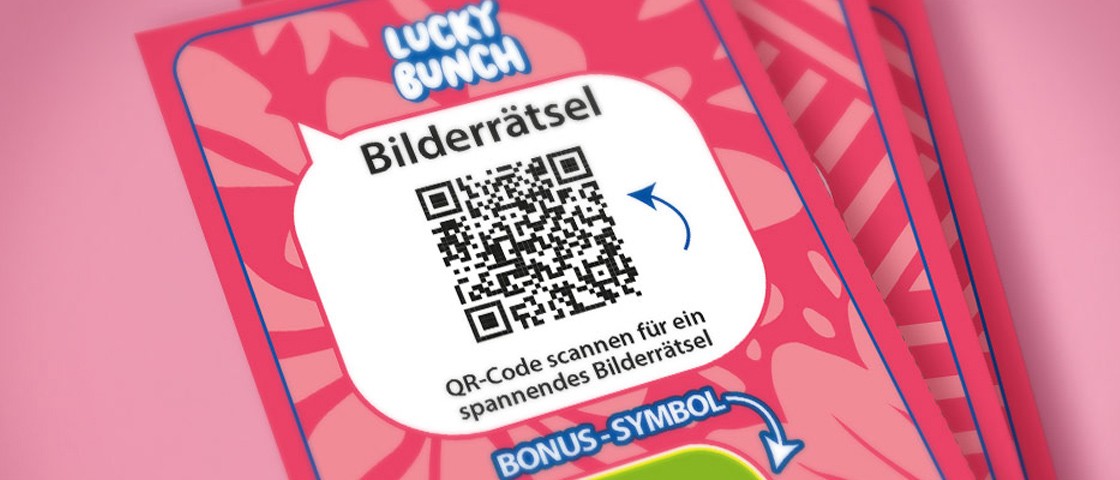 WestLotto-Rubbel-Quiz Lucky Bunch: Karte mit QR-Code zu einem Bilderrätsel