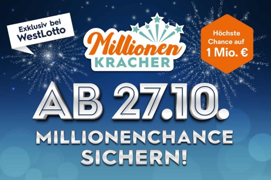 Grafik mit Logo und Startdatum des MillionenKrachers - WestLotto