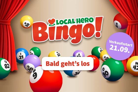 Bingo-Kugeln vor rotem Vorhang - WestLotto Local Hero Bingo