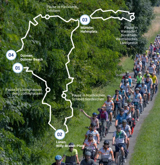 Streckenplan der NRW-Radtour 2026 - WestLotto