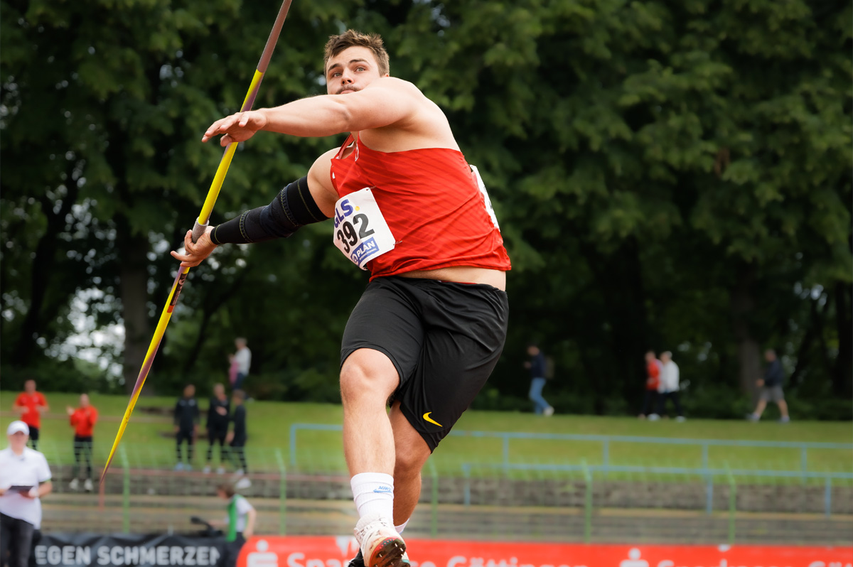 WestLotto-Toptalent Max Dehning beim Speerwurf