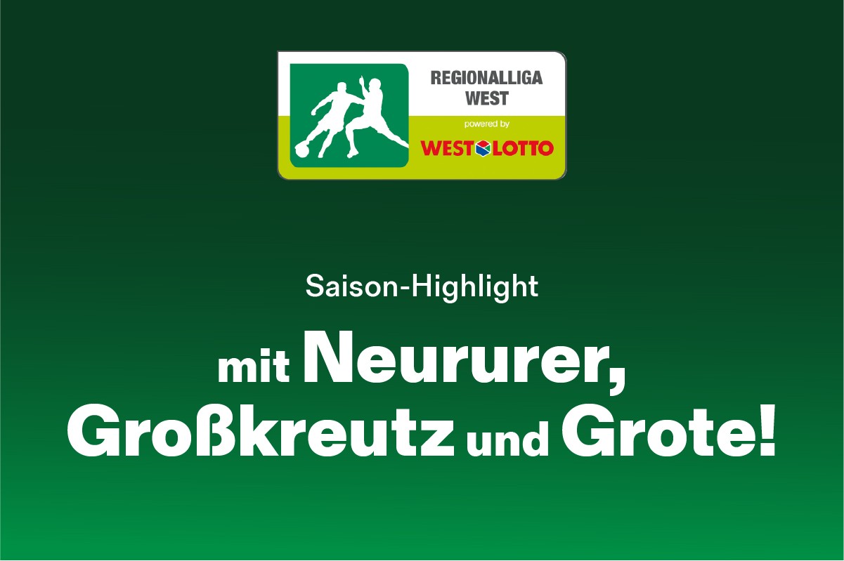 Grafik zum WestLotto-Saisonhighlight der Regionalliga West mit Großkreutz, Grote und Neururer | WestLotto