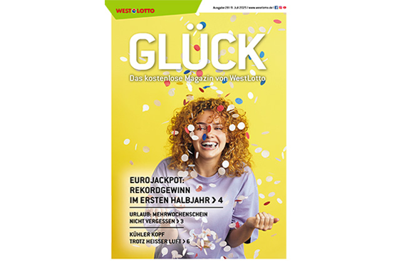 Aktuelle Ausgabe des WestLotto-Kundenmagazins GLÜCK