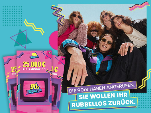 Überischtbild Rubbellos 90s Mania