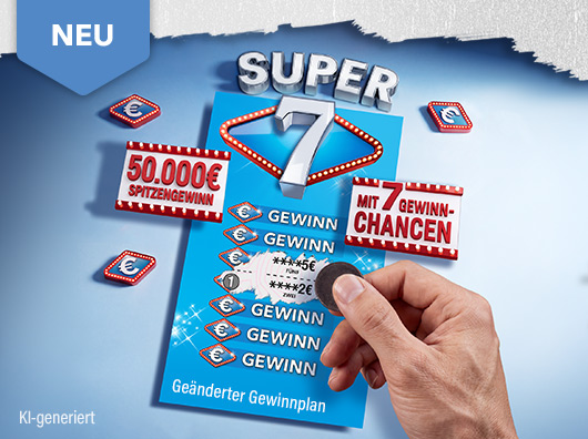 Übersichtsgrafik Rubbellos Super 7 mit Hinweis NEU
