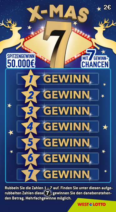 Spielschein Rubbellos X-Mas 7 Spielschein Rubbellos X-Mas 7
