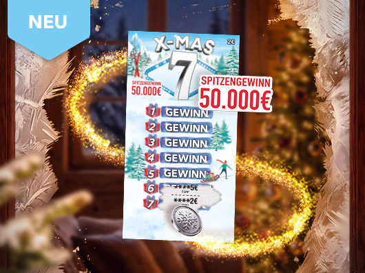 Übersichtsbild Rubbellos X-Mas 7 mit Hinweis Neu