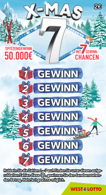Spielschein Rubbellos X-Mas 7