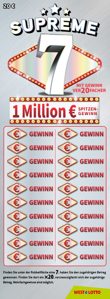 Abbildung spielschein Rubbellos Supreme 7